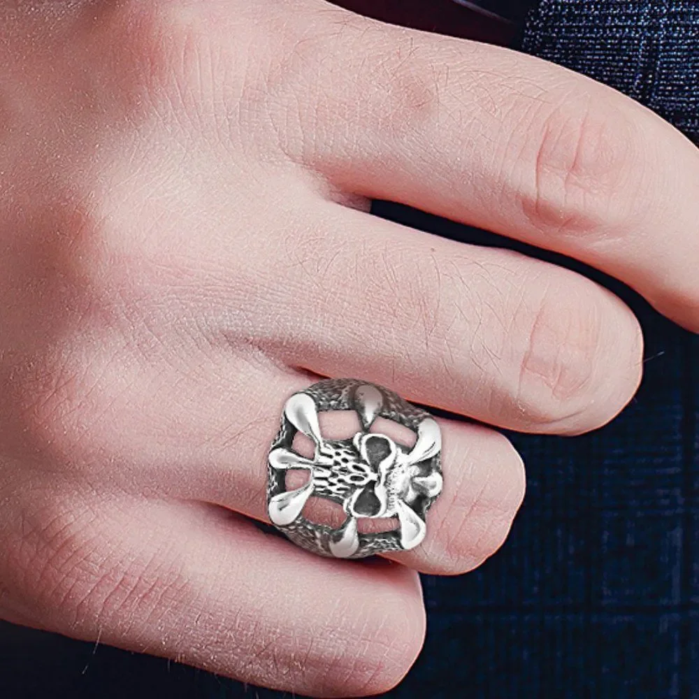 Eagle Paw and Skull Ring